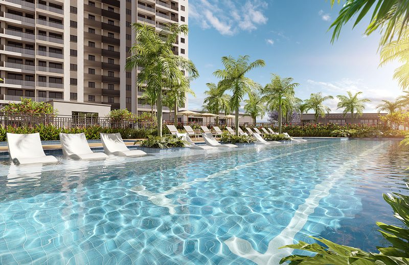 Perspectiva ilustrativa da piscina do Ilhamar Beach & Home