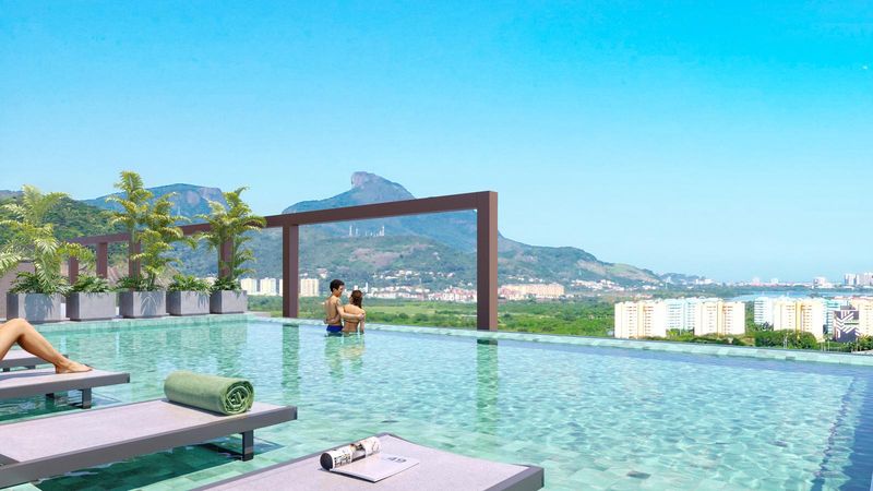 Perspectiva ilustrativa da piscina no rooftop do Arte Design